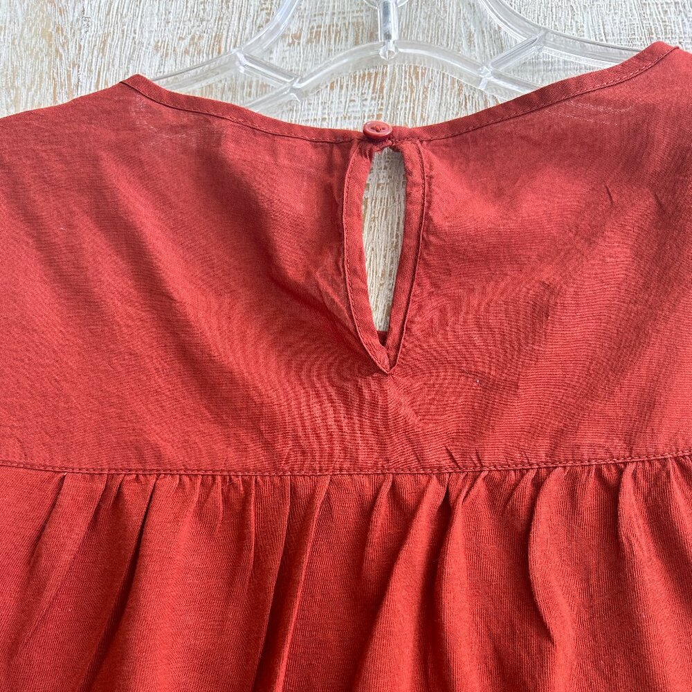J. Crew - Point Sur Burnt Orange Eyelet Flutter Sleeve T-Shirt - Small - Picture 6 of 8